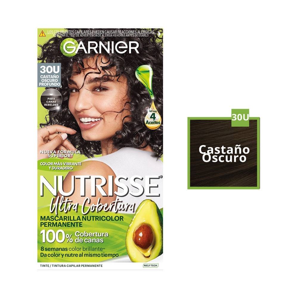 Tinte Para Cabello Garnier Nutrisse 30 Castaño Oscuro